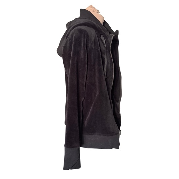 Athleta Medium - Black Triumph Hoodie - Double Cozy Karma Zip Up - Velour - Picture 4 of 8